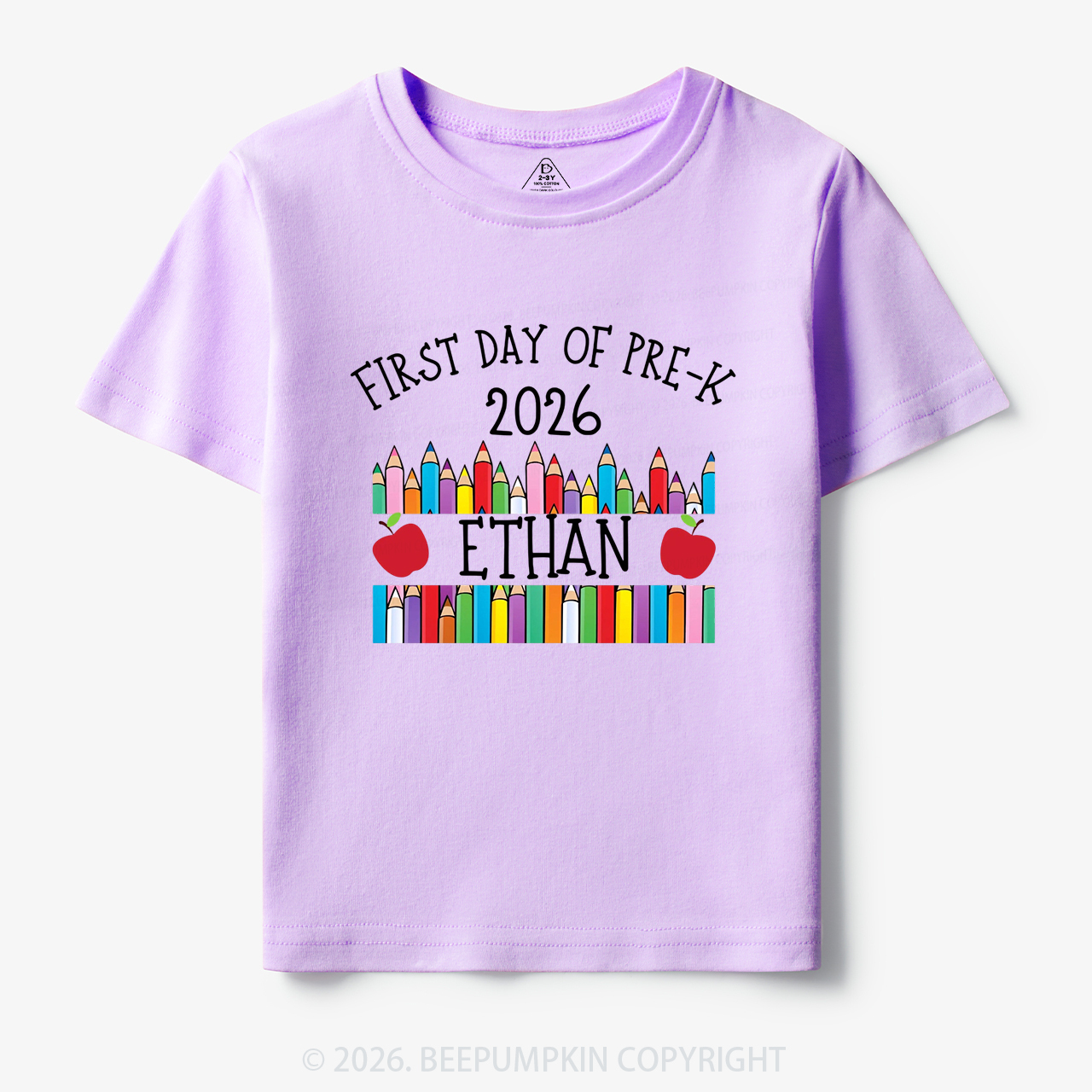 Personalized First Day Of Pre-K Crayon Toddler&Kid's Tees