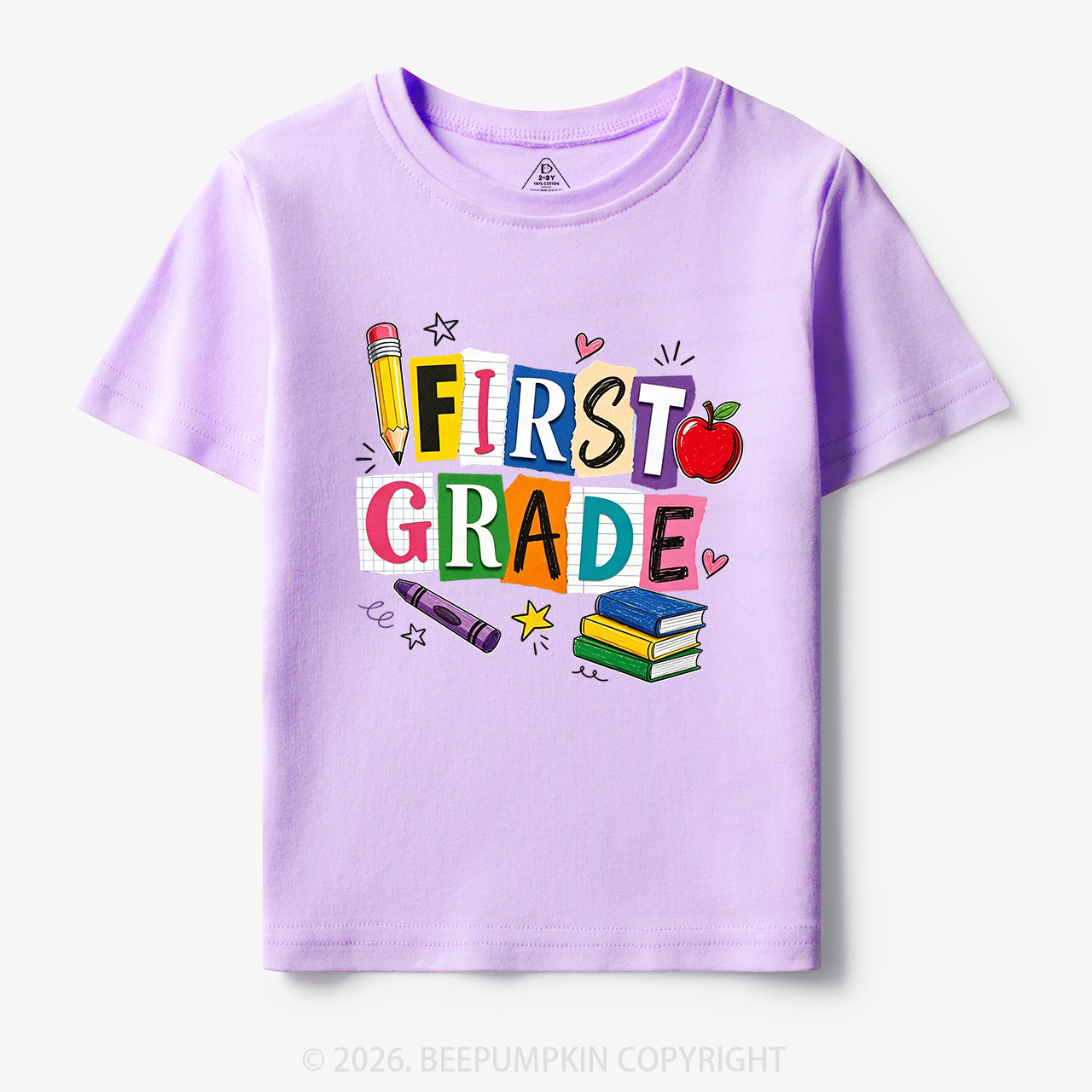 Personalized Colorful Bright School Vibes Doodle Toddler&Kid's Tees