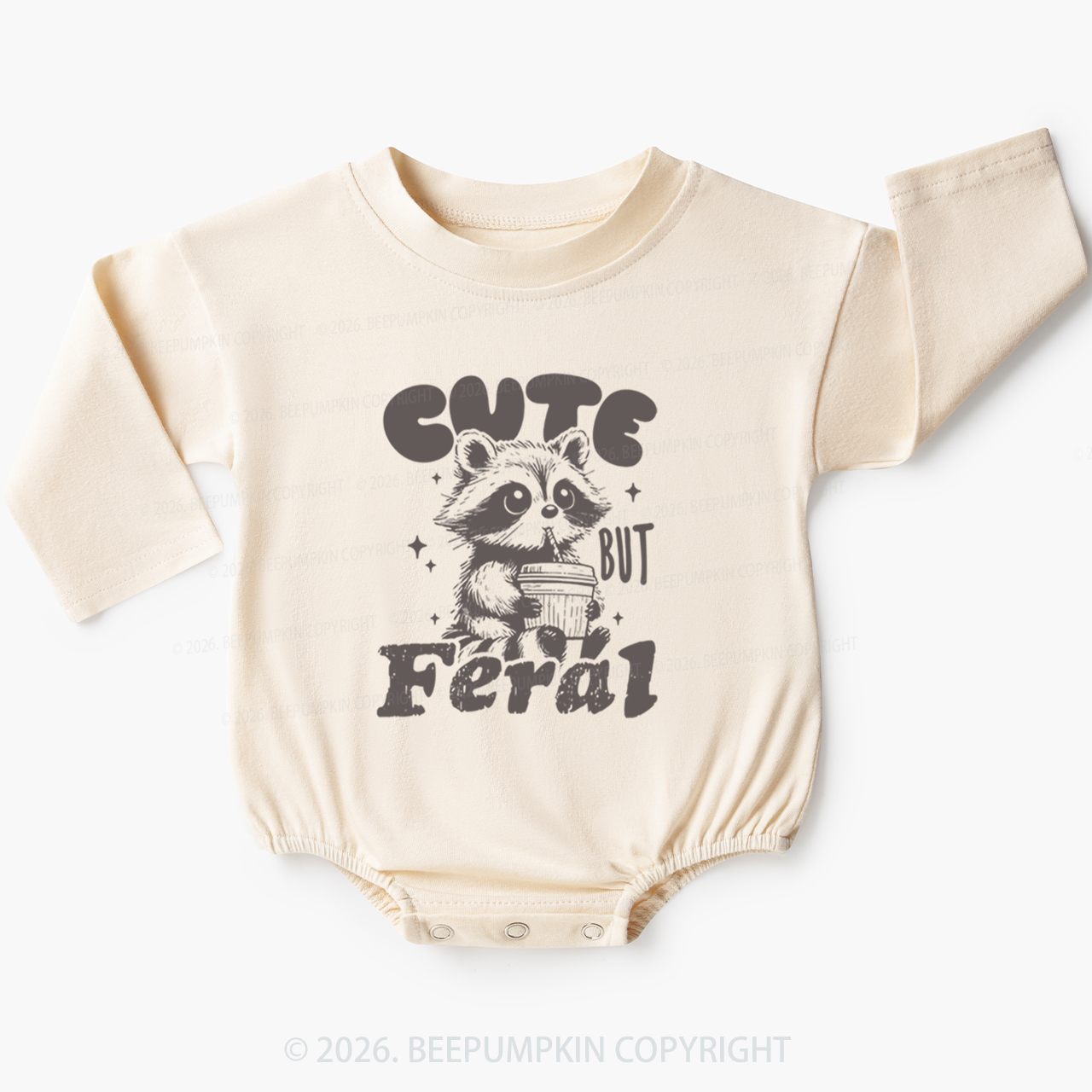 Funny Raccoon Cute But Feral Baby Bubble Romper