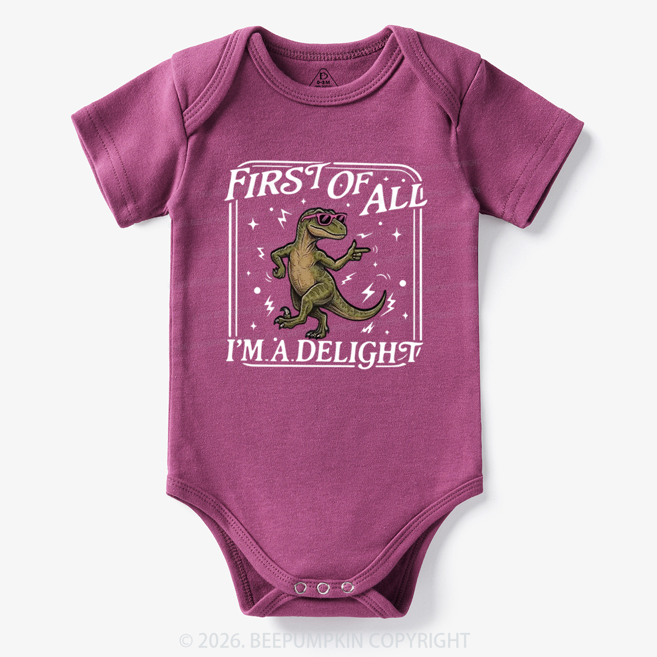 First of All I'm a Delight Funny Dinosaur Bodysuit