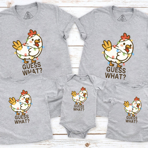 Guess What Chicken Funny Butt Joke Christmas Family Matching T-Shirts Beepumpkin