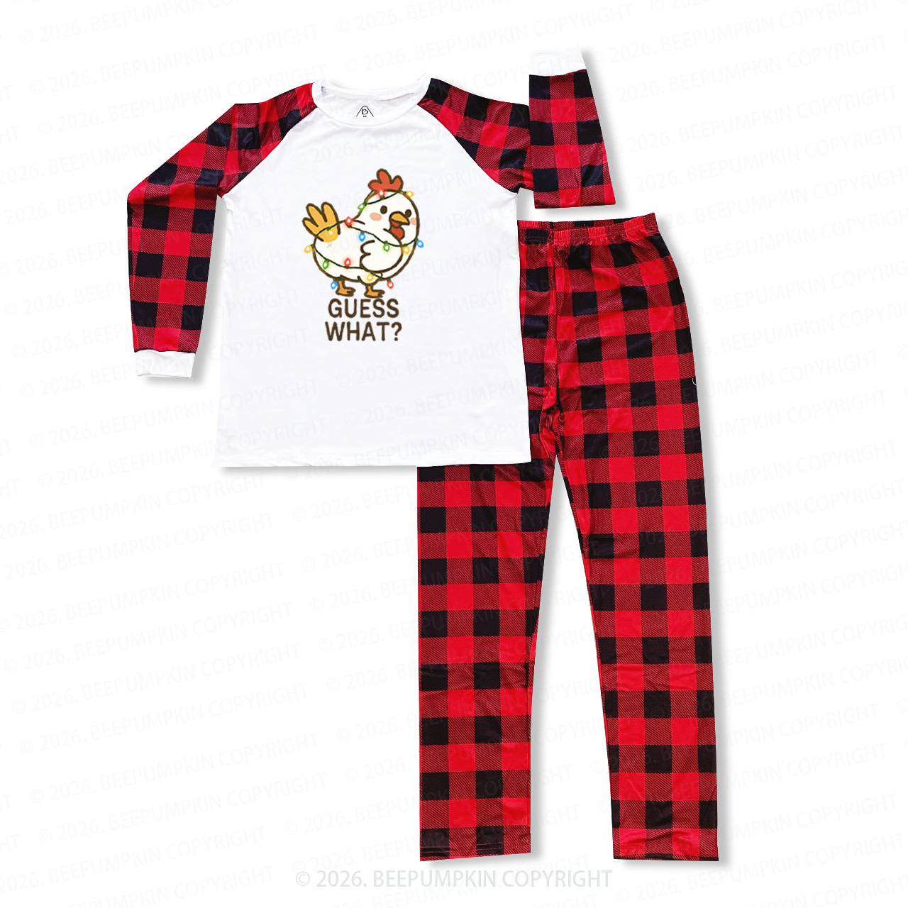 Guess What Chicken Funny Butt Joke Christmas Family Matching Pajamas