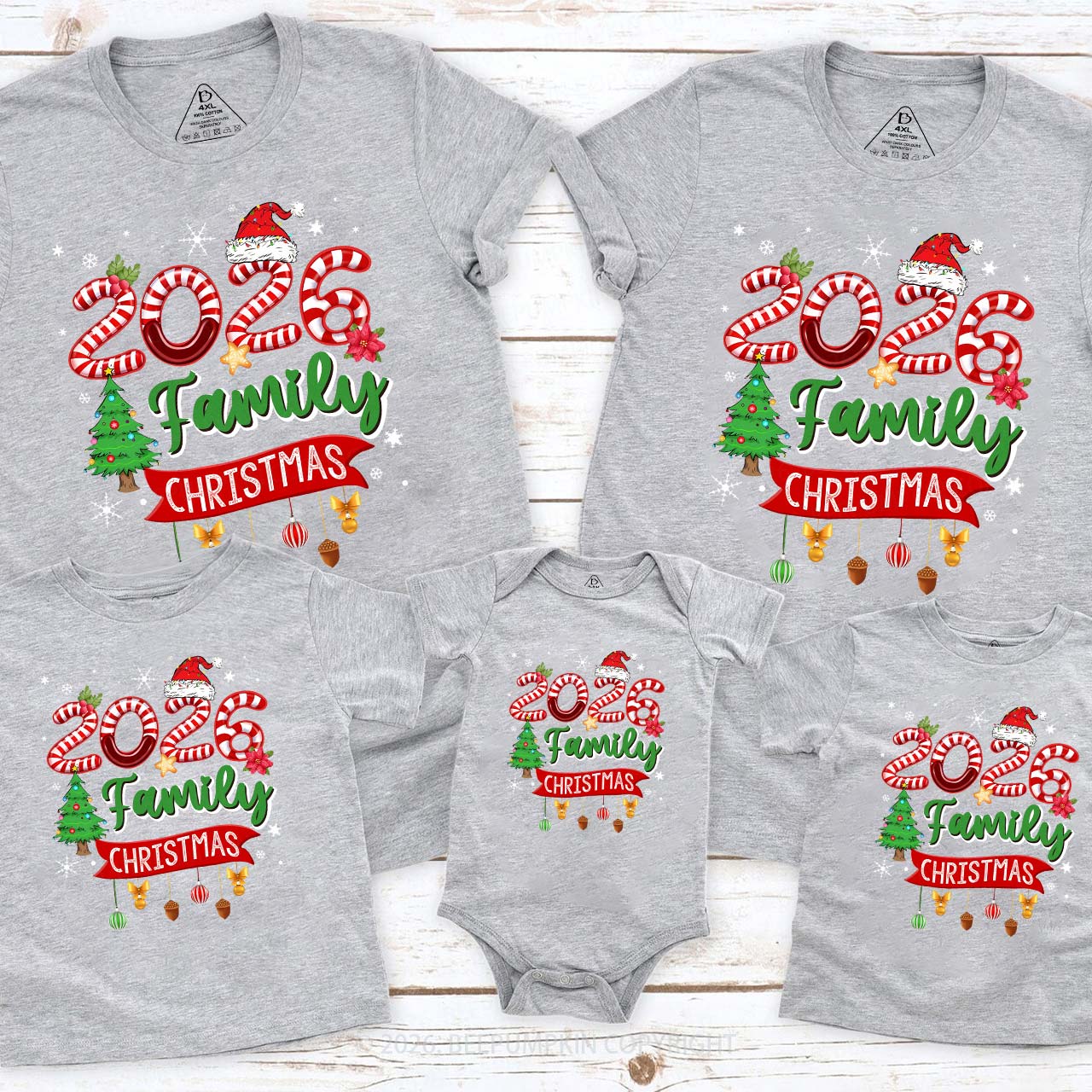 2026 Light Tree Christmas Shirt Family Matching T-Shirts