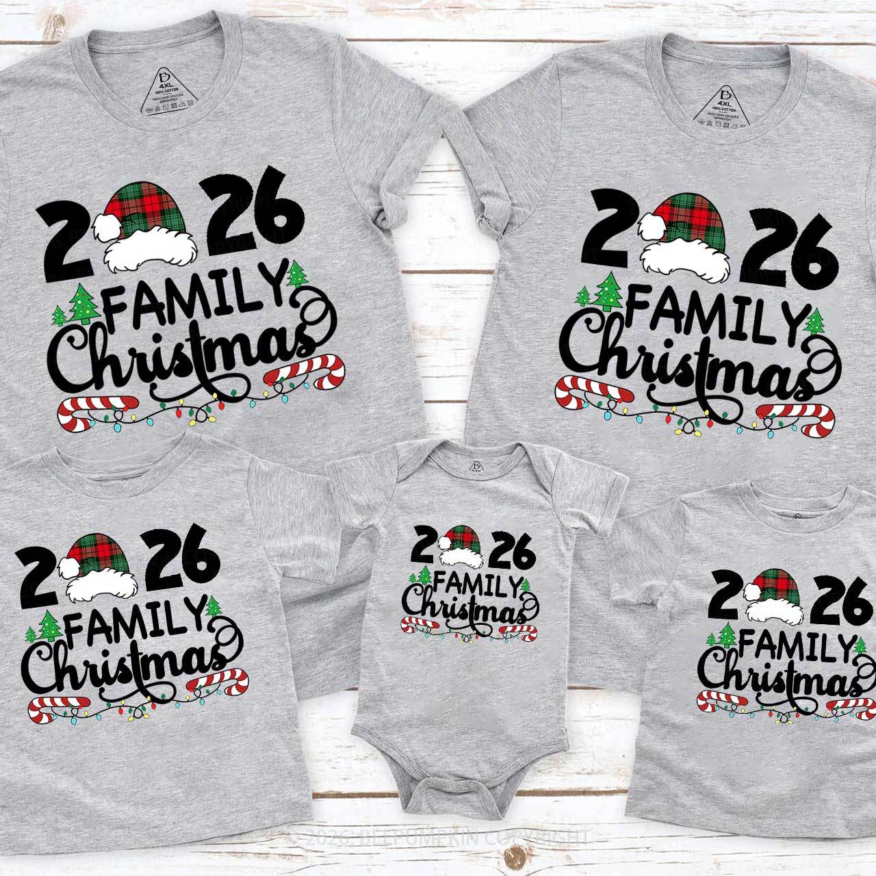 Family Christmas 2026 Plaid Hat Matching T-Shirts Beepumpkin