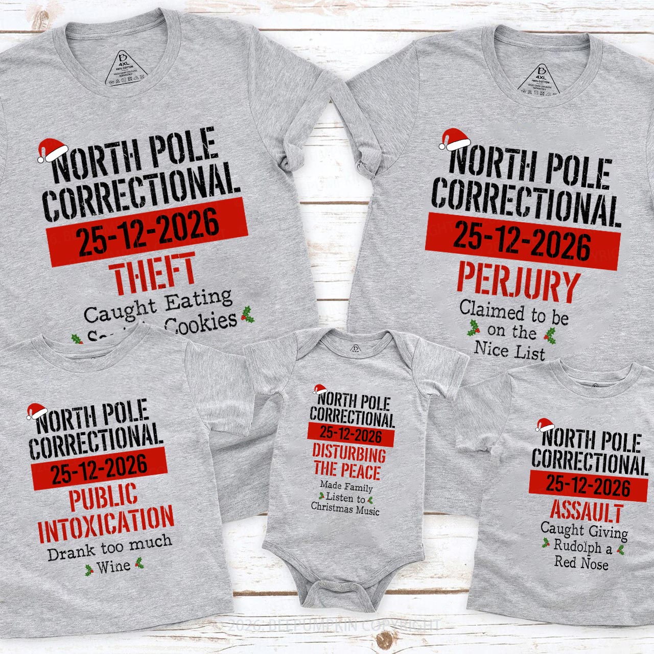 Funny Group Christmas North Pole Correctional Matching T-shirts Beepumpkin