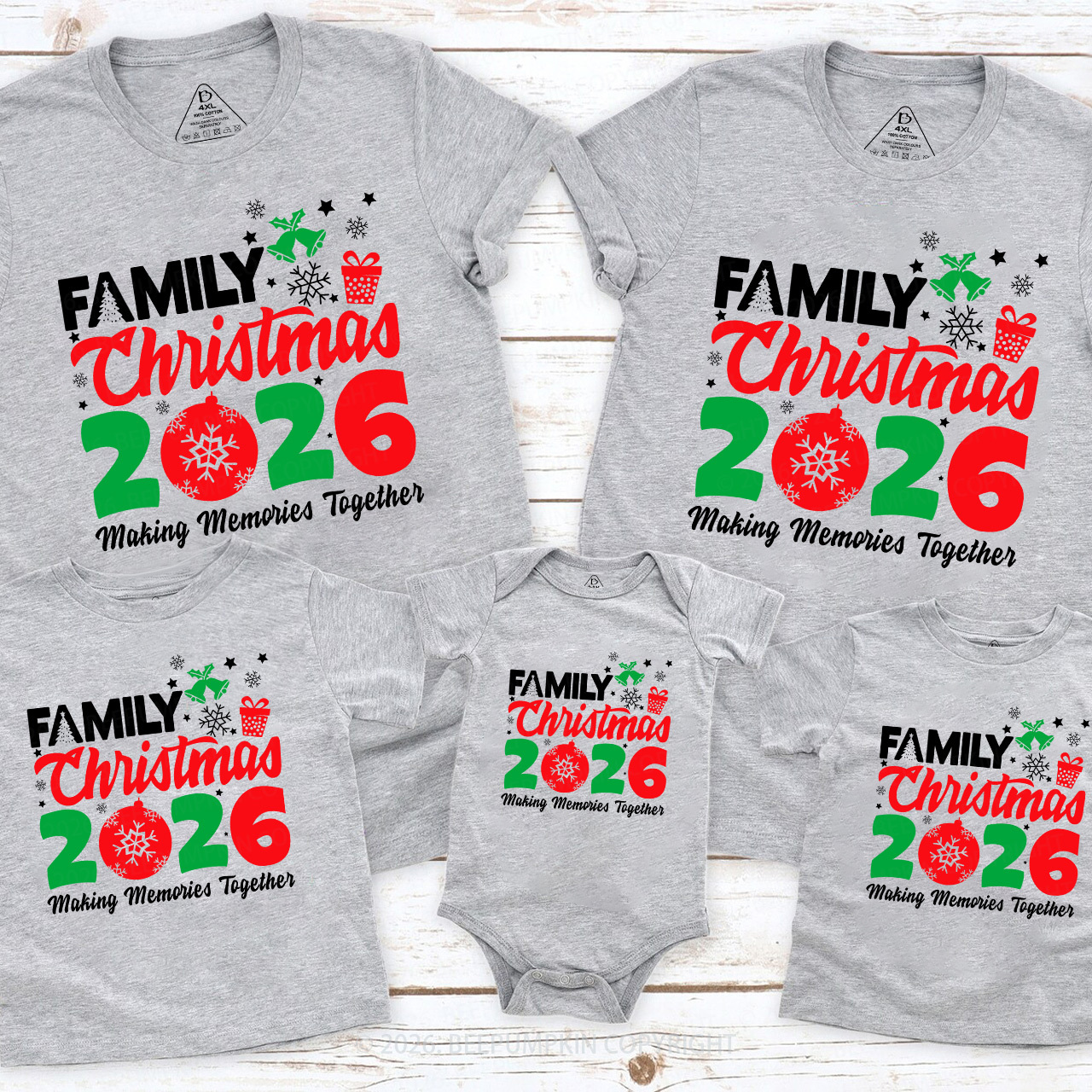 Personalized Christmas 2026 Family Matching T-Shirts Beepumpkin