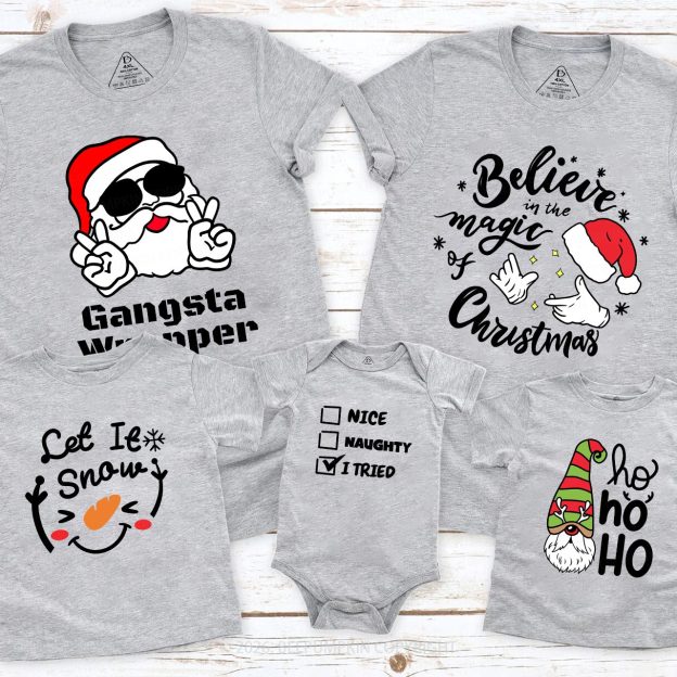 Personalized Joyful Holiday Christmas Family Matching T-Shirts Beepumpkin