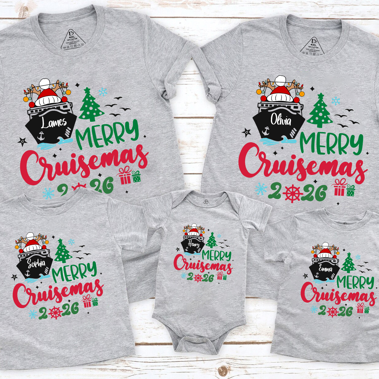 2025 Personalized Christmas Cruise Name Christmas Family Matching T-Shirts Beepumpkin