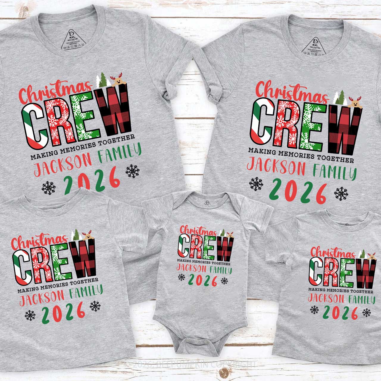 Personalized Christmas Crew 2026 Family Matching T-Shirts Beepumpkin