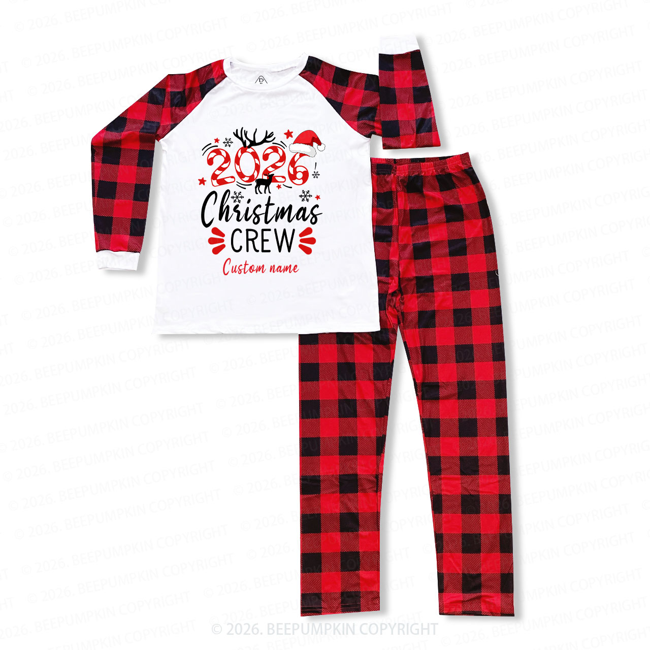 2026 Candy Cane Personalized Christmas Crew Family Matching Pajamas Beepumpkin