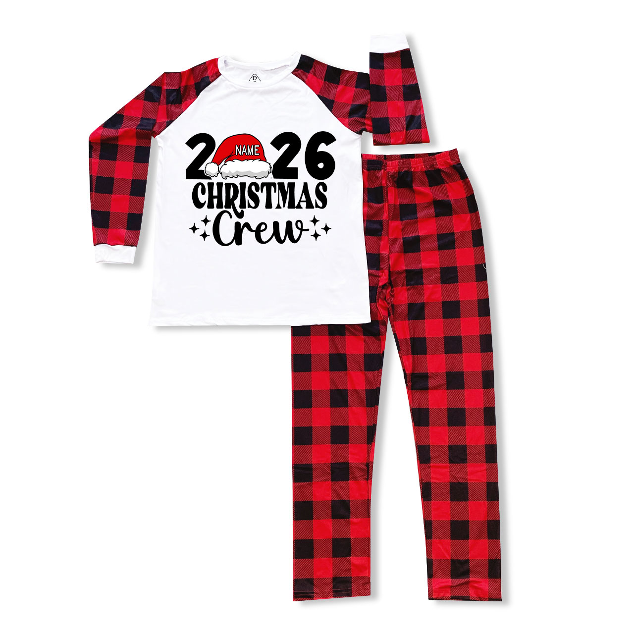 Personalized Christmas Crew 2026 Name On Santa Hat Pajamas
