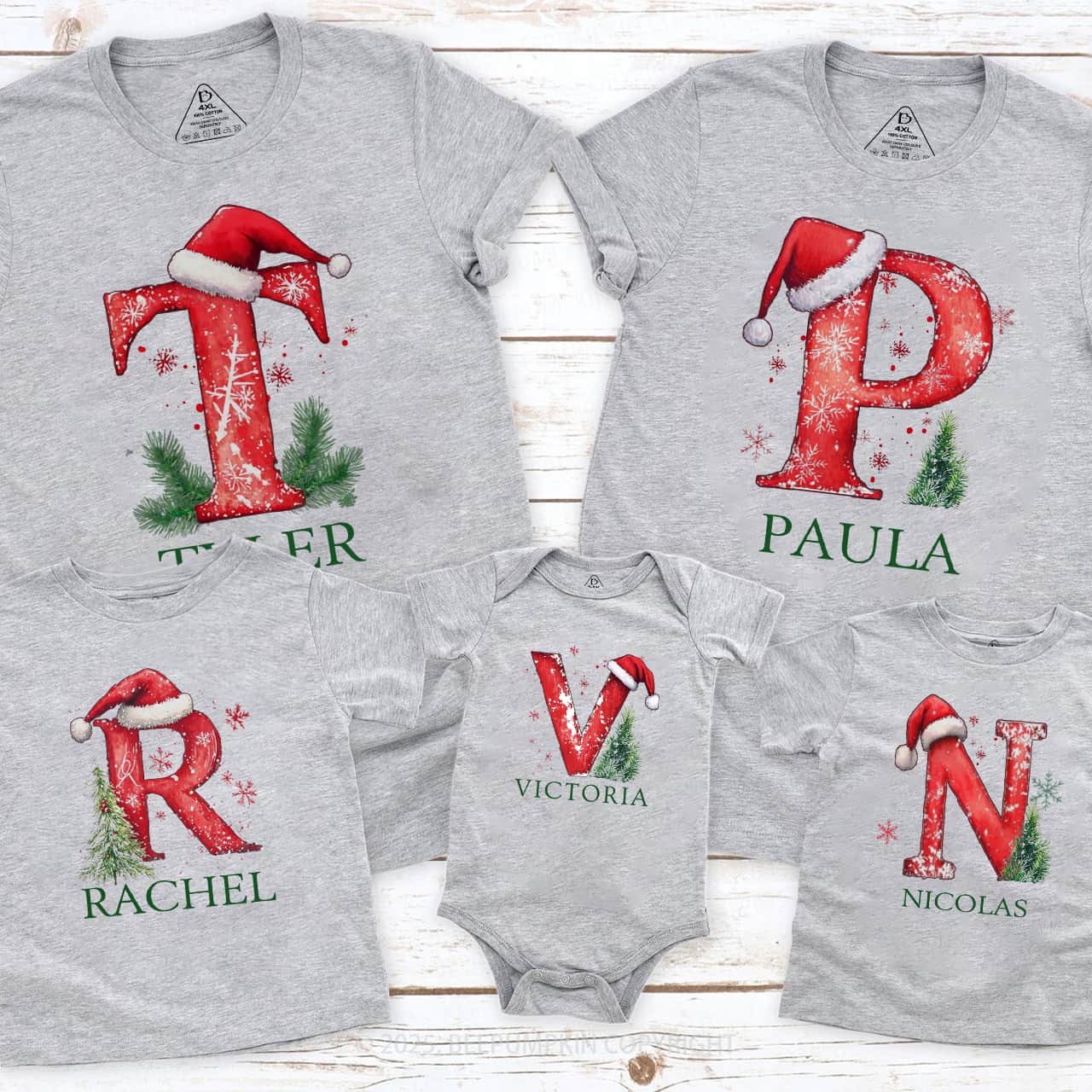 Personalized Winter Wonderland Letters Family Matching T-Shirts Beepumpkin