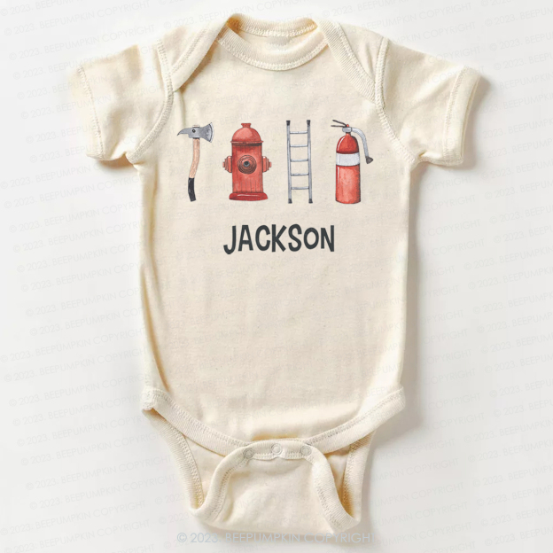 Personalized Firefighter Name Bodysuit For Baby