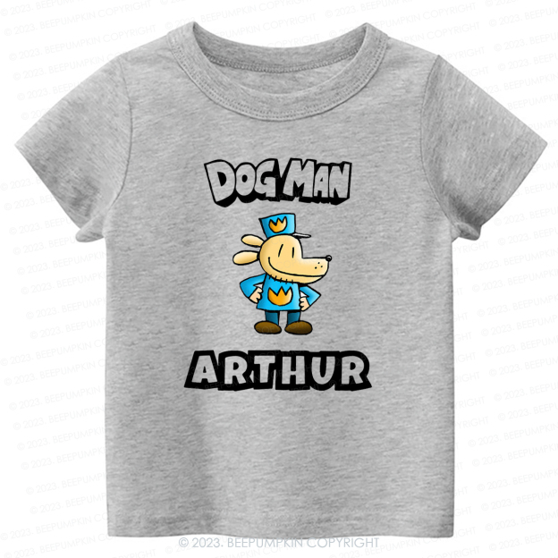 Personalised Dog Man Funny Book Day Kids Shirt