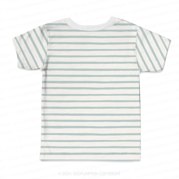 Light Green Straight Stripes All Over Print Kids Tees