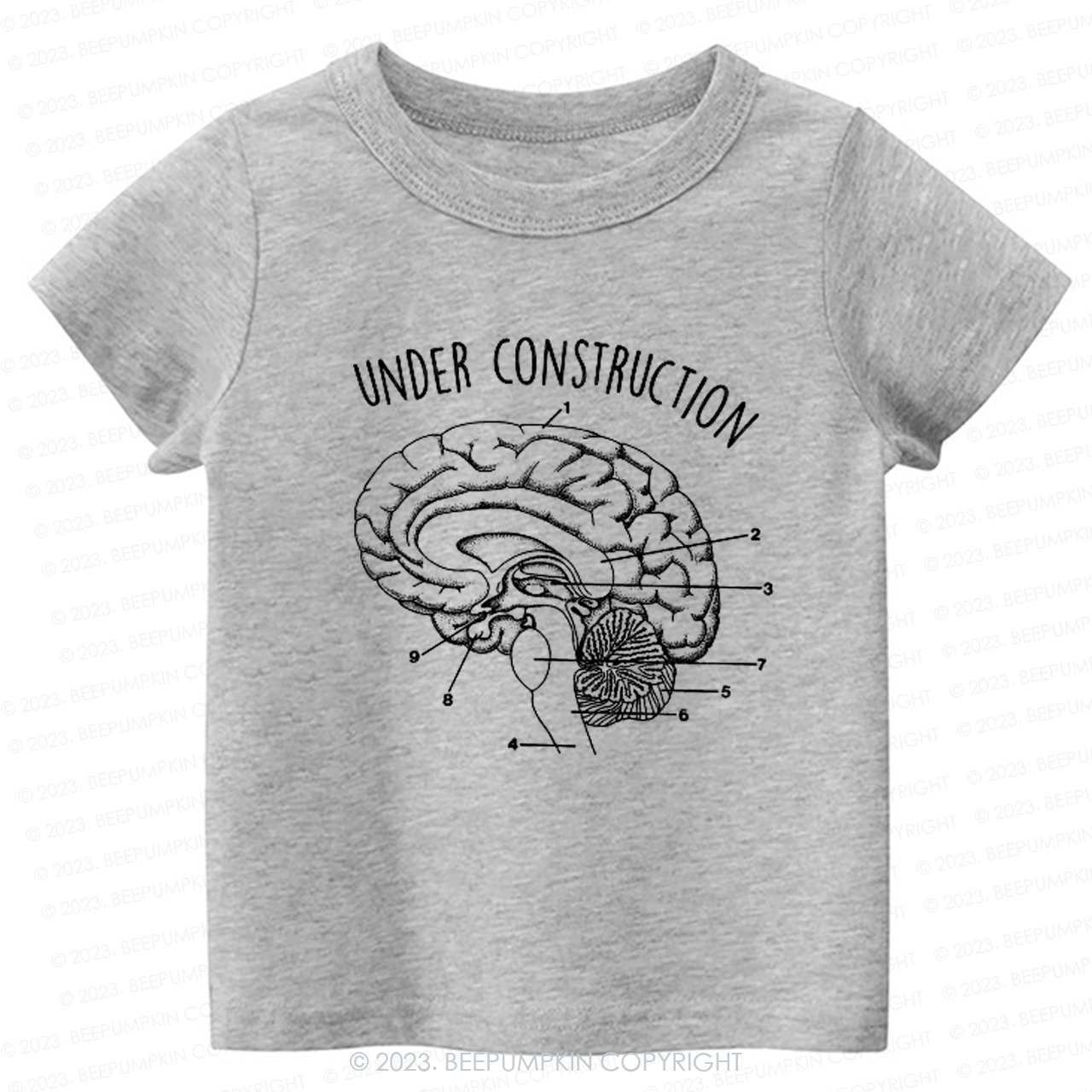 Under Construction Brain Diagram Kids Shirt