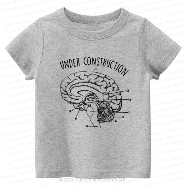 Under Construction Brain Diagram Kids Shirt