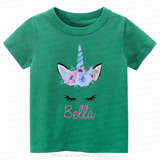  Personalized Unicorn Face Flutter Kids Shirt