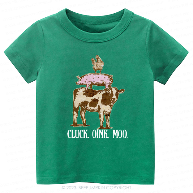 Cluck Oink Moo Retro Farm -Toddler Tees