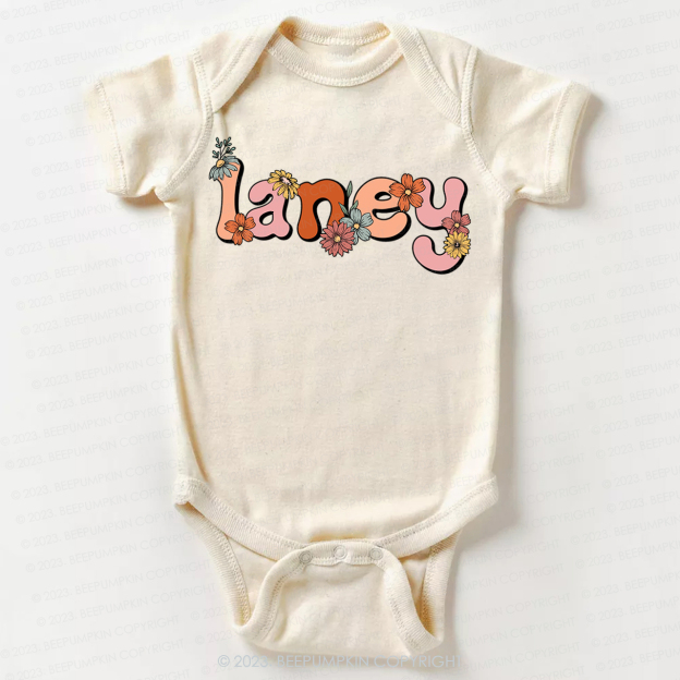 Custom Name Flower Word Art Bodysuit For Baby