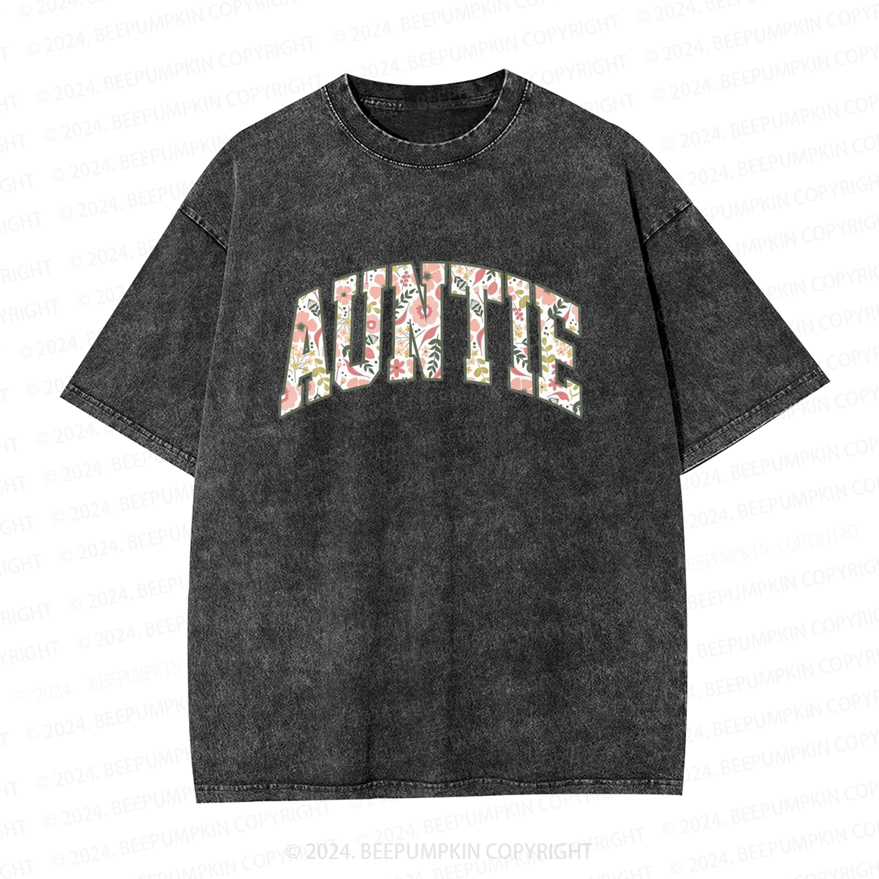 Floral Auntie Aunt Washed Tees