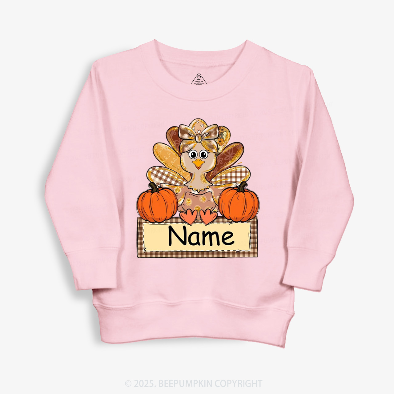 Personalized Fall Turkey Name Thanksgiving Kid's Sweatshirt