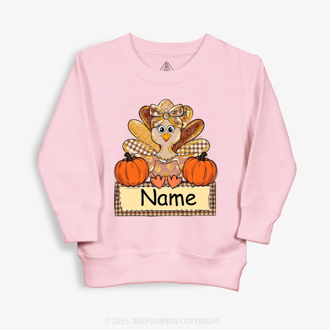 Personalized Fall Turkey Name Thanksgiving Kid's Sweatshirt