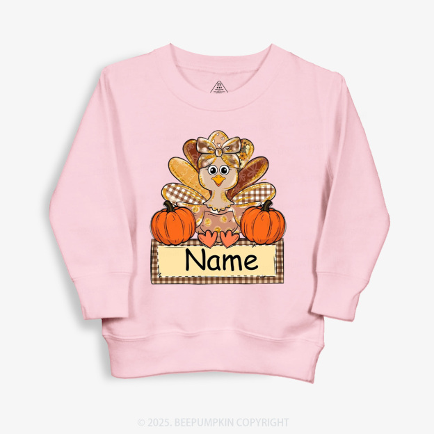 Personalized Fall Turkey Name Thanksgiving Kid's Sweatshirt