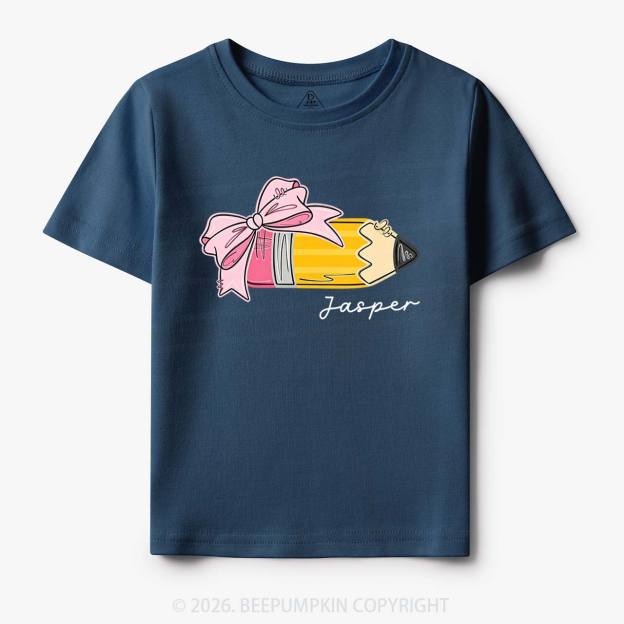Personalized Name Girls Pencil With Bow Toddler&Kid's Tees