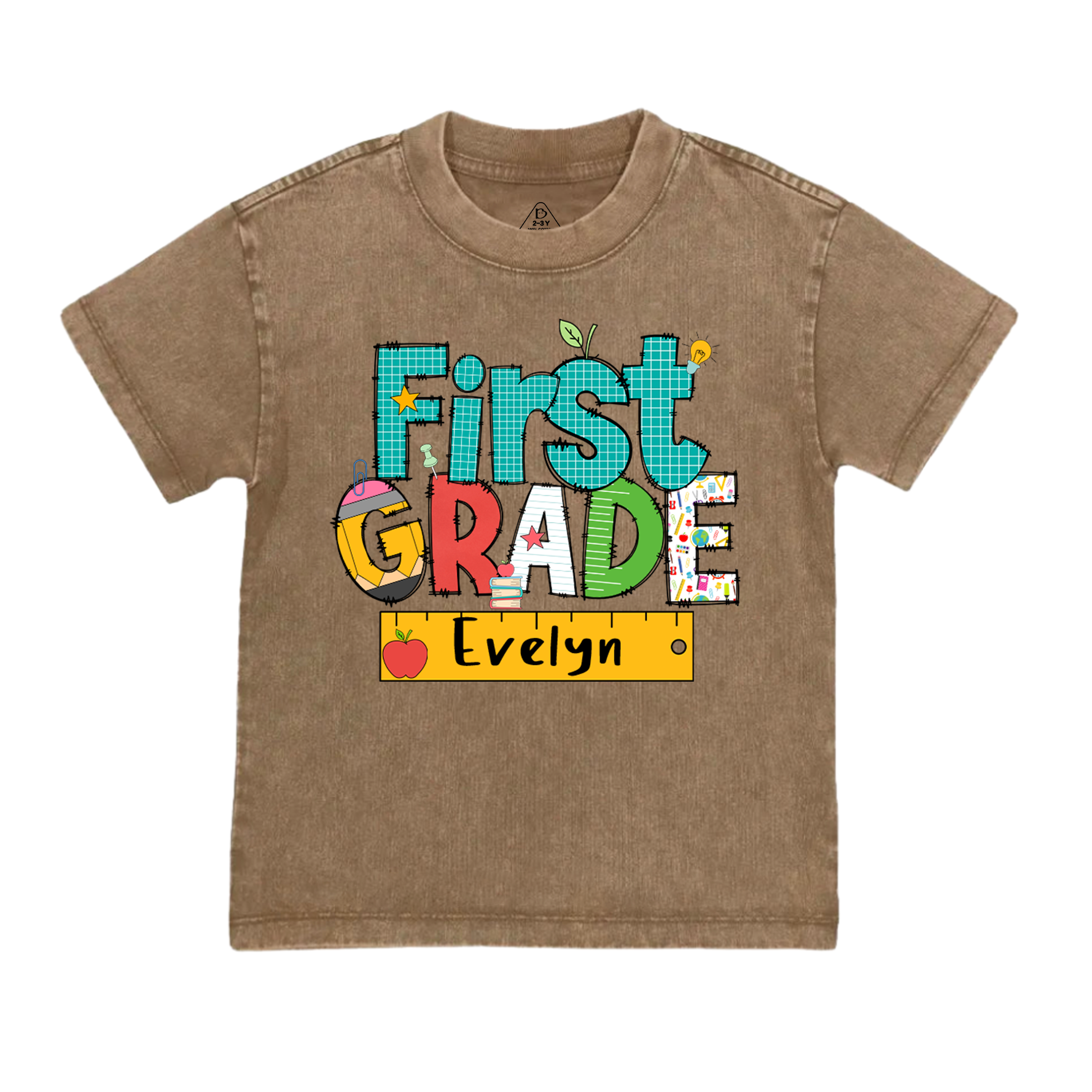 Personalized Letter Grade Toddler&Kids Washed Tees