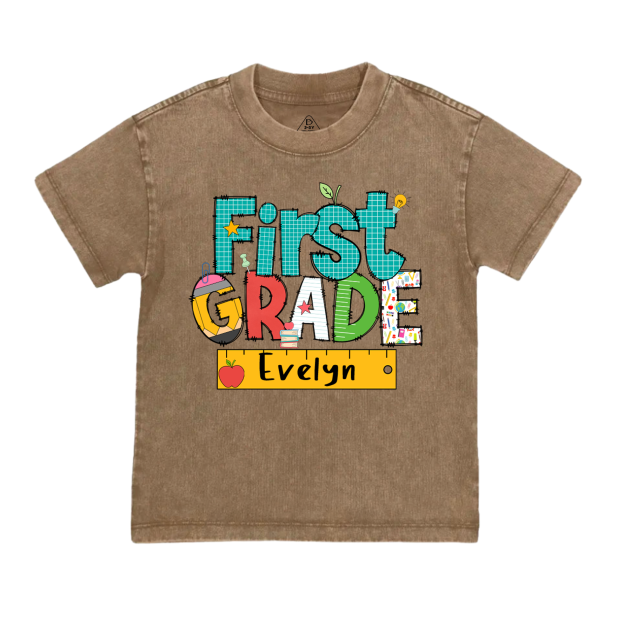 Personalized Letter Grade Toddler&Kids Washed Tees