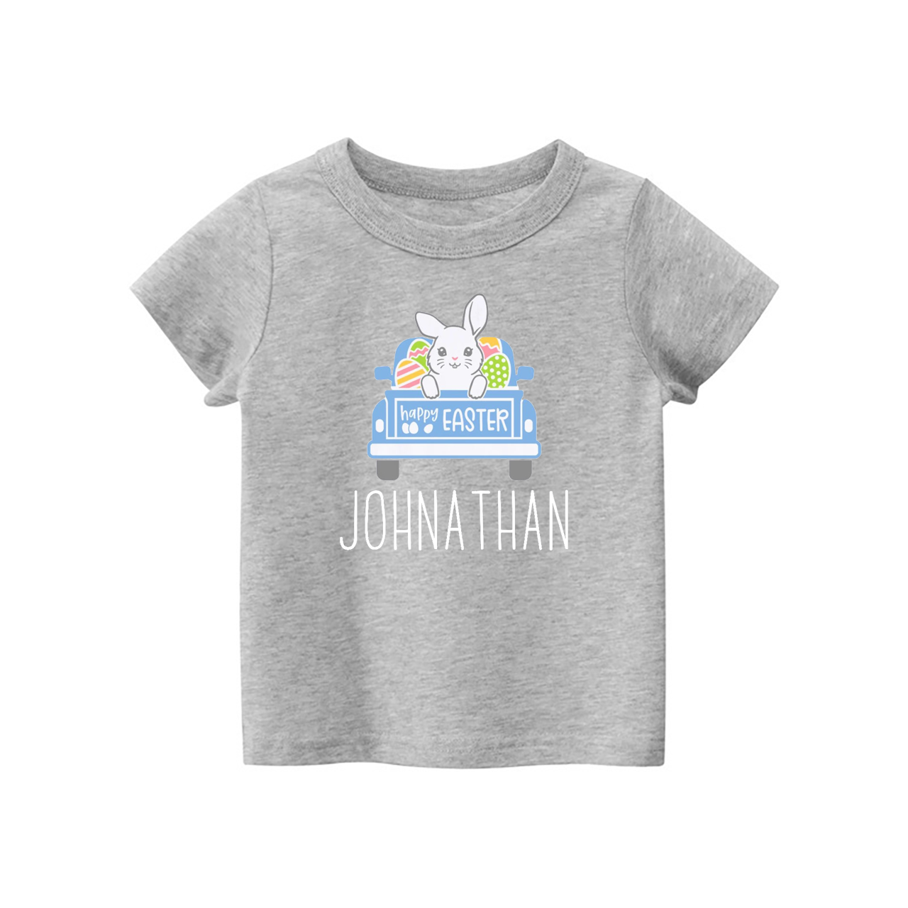 Personalized Easter Cute Bunny Truck Kids Shirt