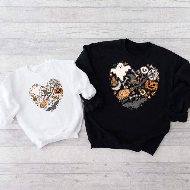 Happy Halloween Heart Doodles Sweatshirt For Family