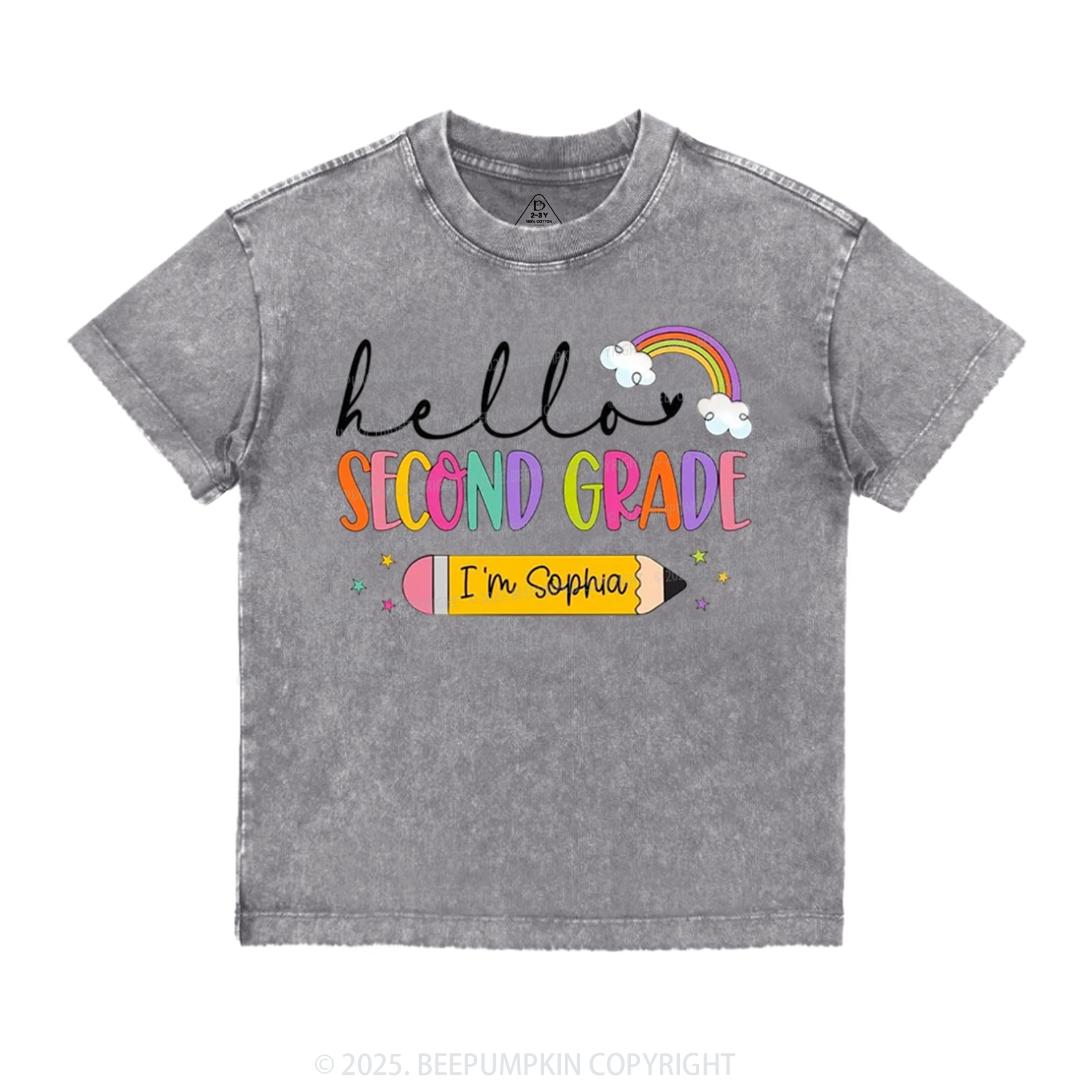 Personalized Hello Back To School Toddler&Kids Washed Tees