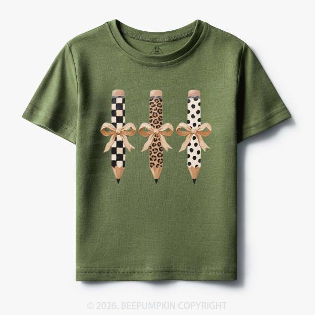 Brushstroke Pencil Bow Preppy Toddler&Kid's Tees