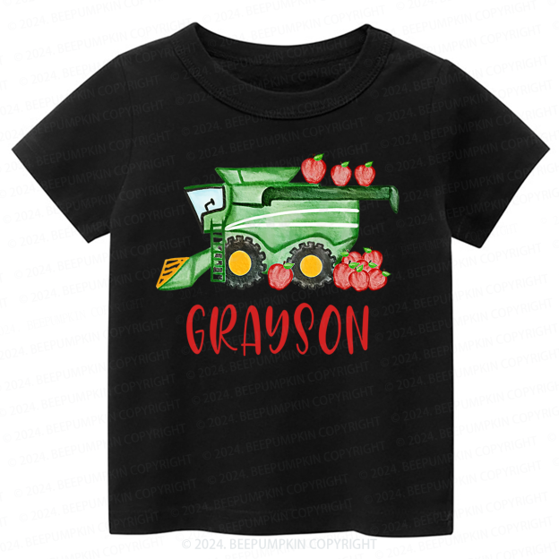 Personalized Tractor And Apple Back To School T-shirt