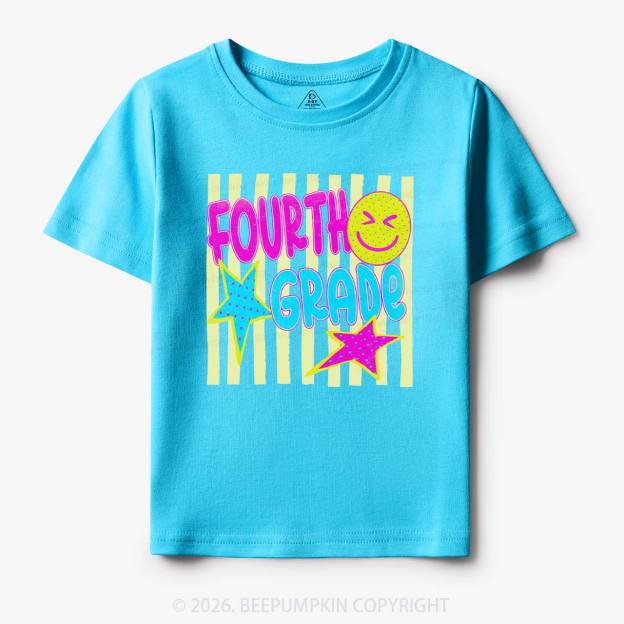 Personalized Neon Striped Grade Back To School Toddler&Kid's Tees