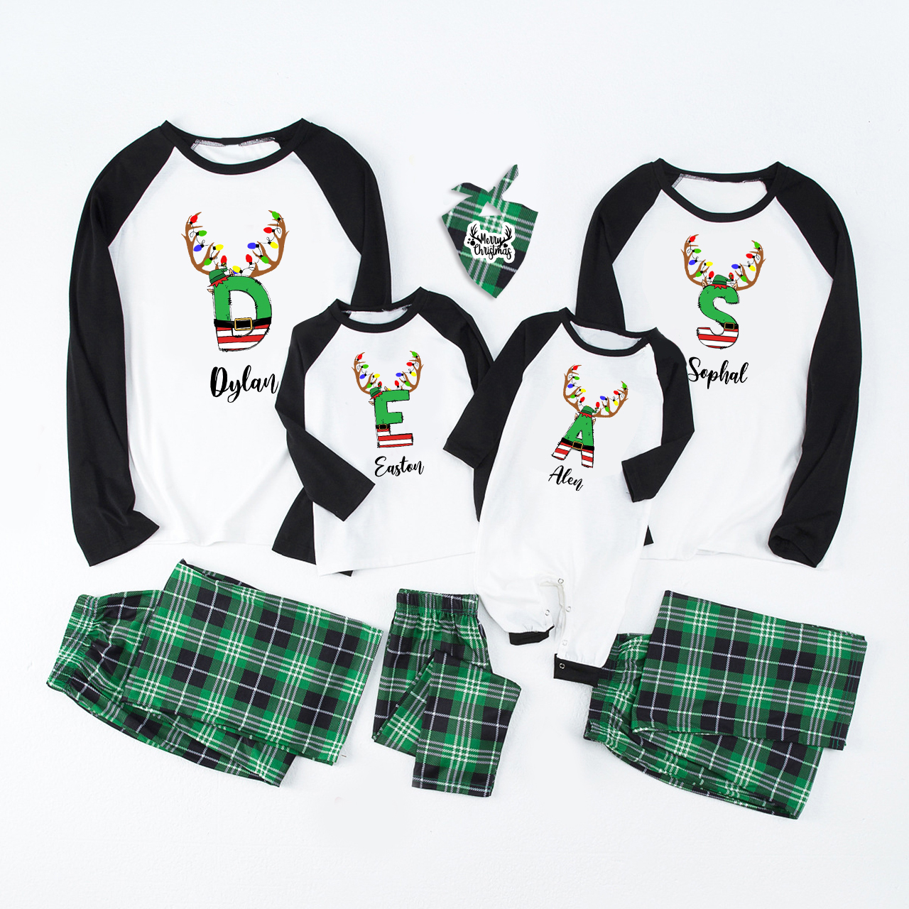 Christmas Elf Doodle Name Family Matching Pajamas