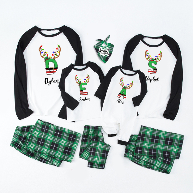 Christmas Elf Doodle Name Family Matching Pajamas