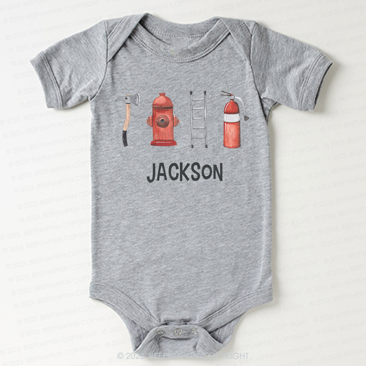 Personalized Firefighter Name Bodysuit For Baby