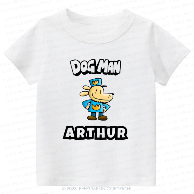 Personalised Dog Man Funny Book Day Kids Shirt