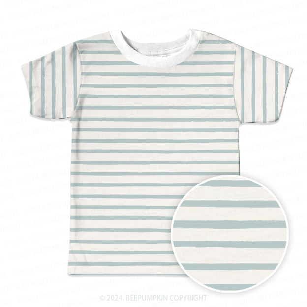 Light Green Straight Stripes All Over Print Kids Tees
