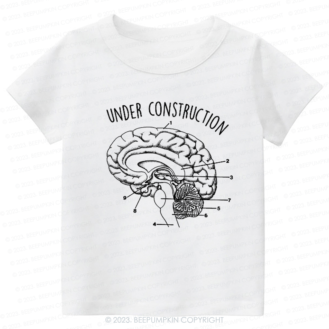 Under Construction Brain Diagram Kids Shirt