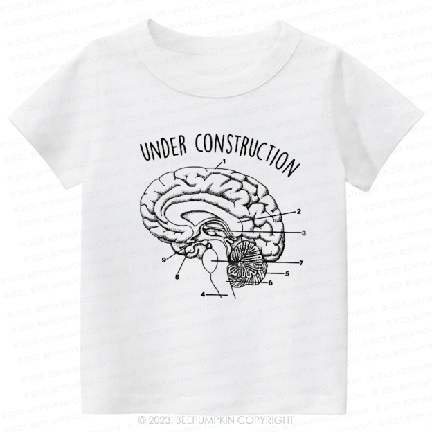 Under Construction Brain Diagram Kids Shirt