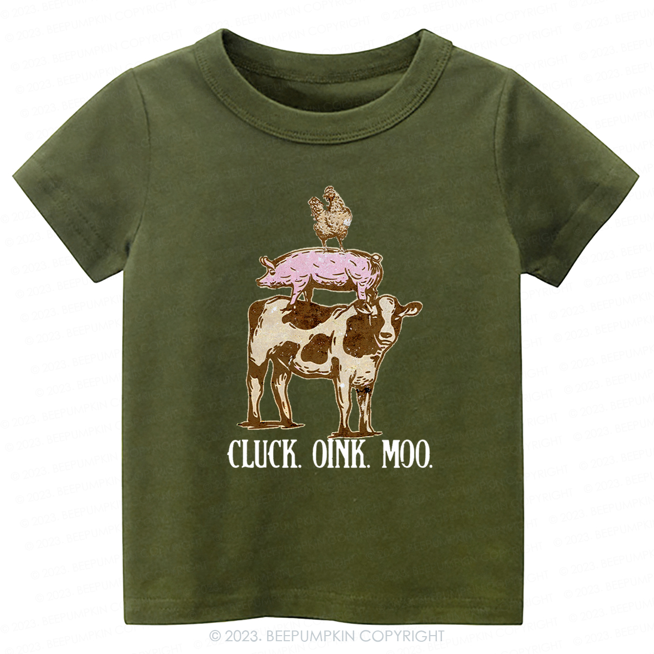 Cluck Oink Moo Retro Farm -Toddler Tees