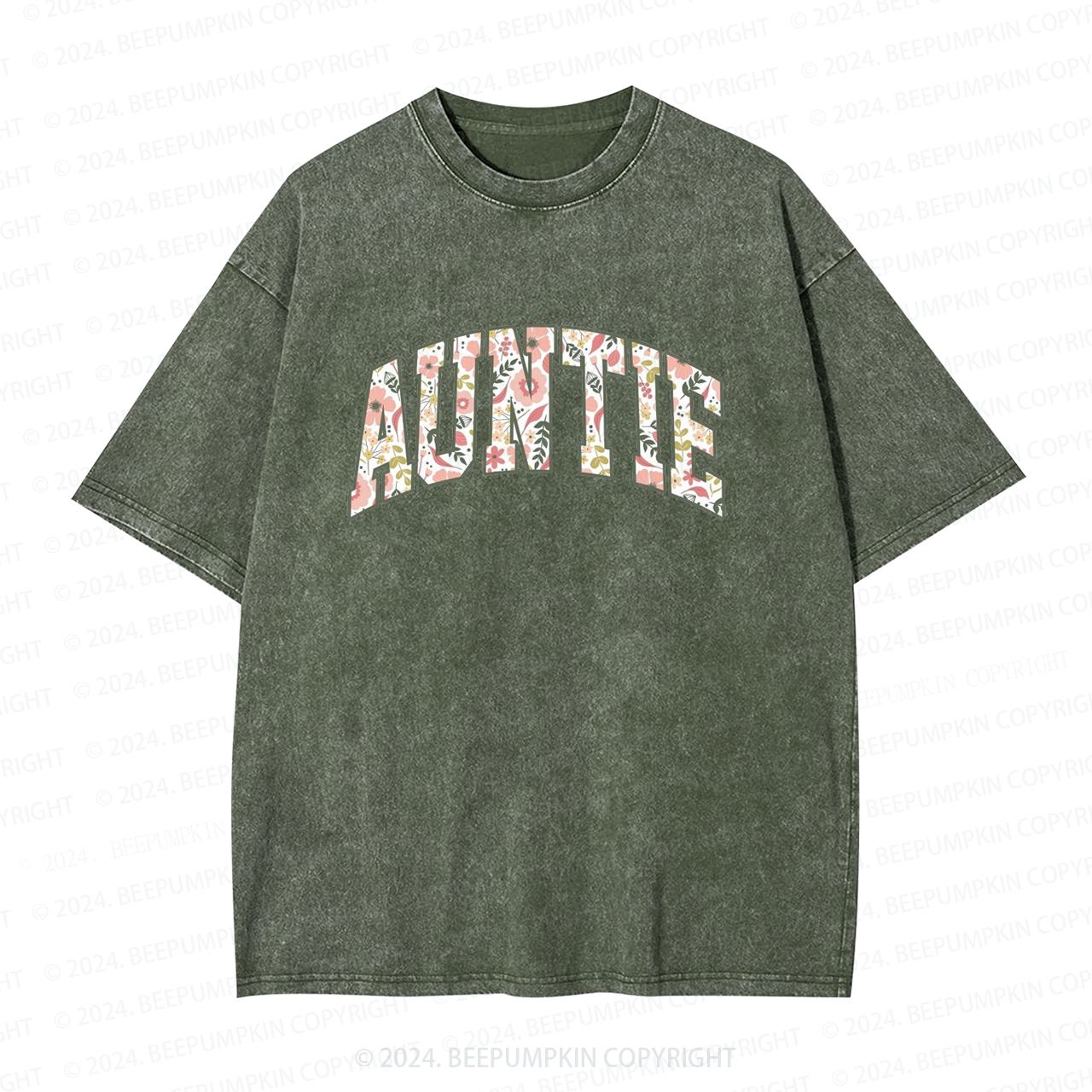 Floral Auntie Aunt Washed Tees