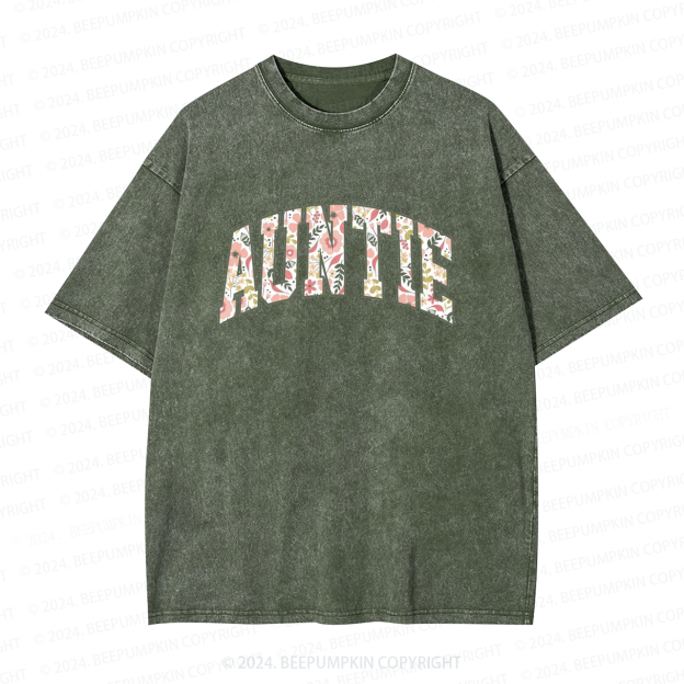 Floral Auntie Aunt Washed Tees