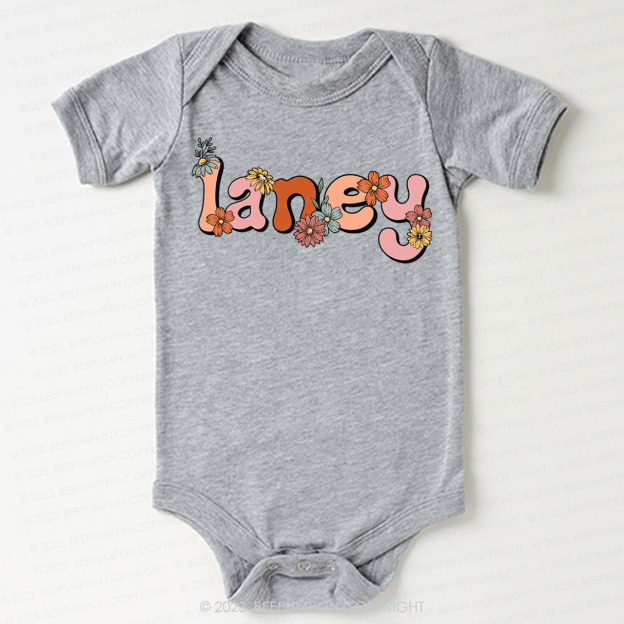 Custom Name Flower Word Art Bodysuit For Baby