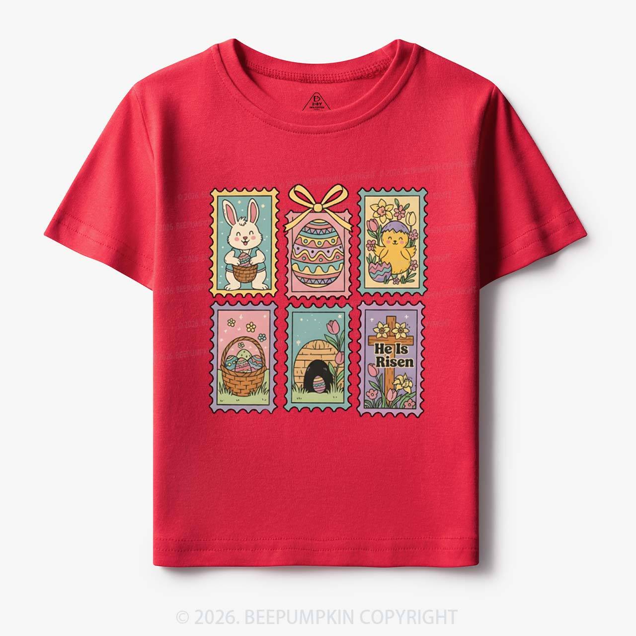 He Is Risen Easter Stamp Toddler&Kid's Tees