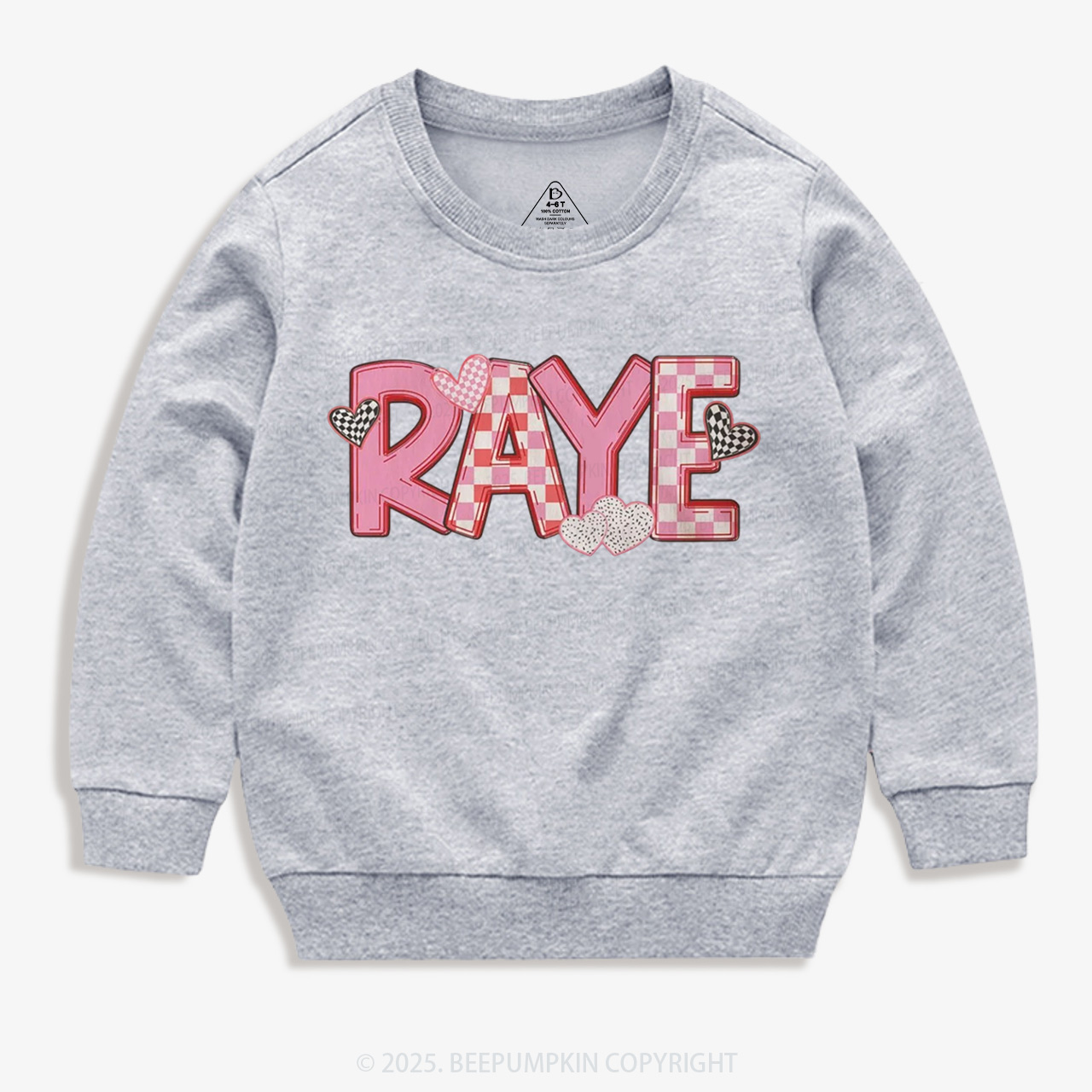 Personalized Heart Check Name Valentine's Day Kid's Sweatshirt